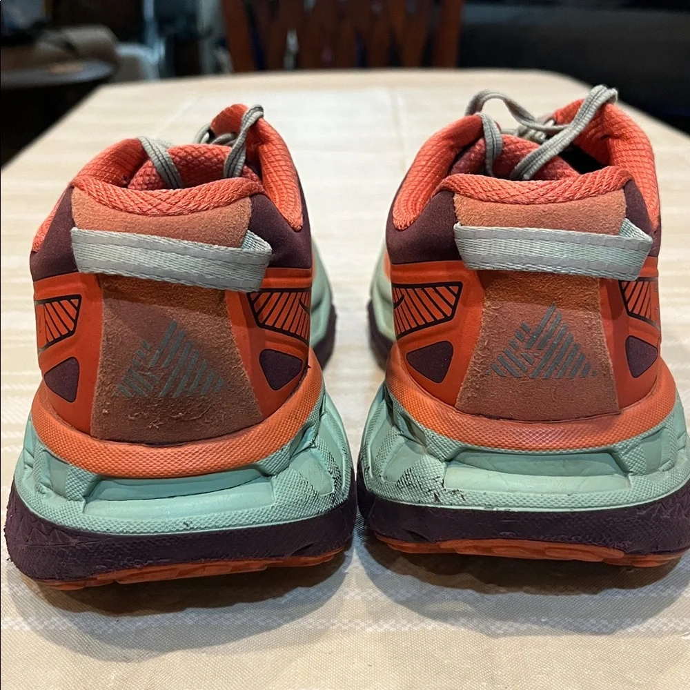 Hoka One One Women's Orange and Teal Running Sneakers